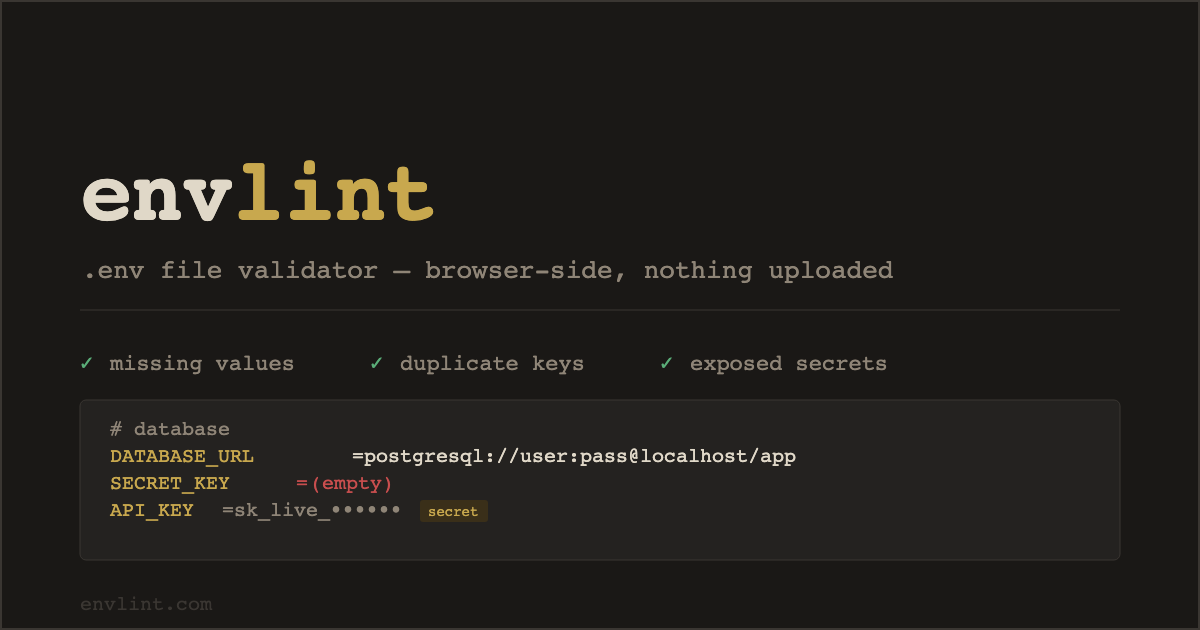 EnvLint - Browser .env Checker and Linter